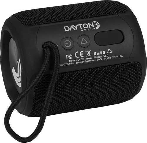 Vista 5 de Dayton Audio Altavoz Bluetooth portátil Boost, IPX5 resistente al agua, Bluetooth 5.0, duradero, uso interior/exterior..