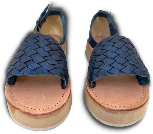Vista 4 de Mexico en la Piel Sandalias Huarache de plataforma de cuero hechas a mano para mujer