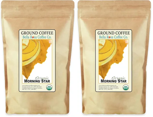 Vista 6 de Organic Morning Star, 12 oz. Café molido fresco, tostado medio, 1 bolsa