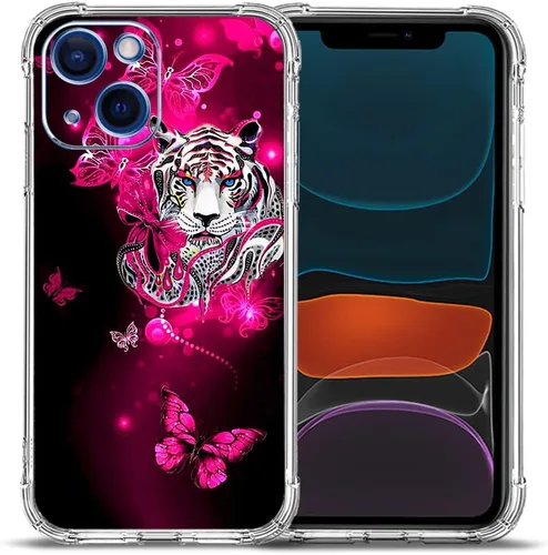 Vista 34 de Funda para iPhone 12, diseño de mariposas azules, rosas, protección contra caídas, a prueba de golpes, TPU de cuerpo completo, resistente a