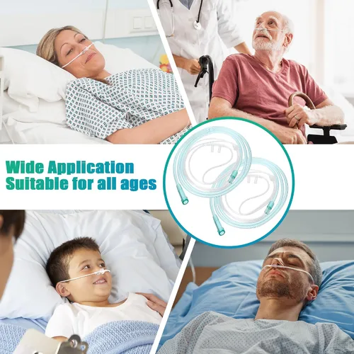Vista 7 de Paquete de 5 cánulas nasales de oxígeno para adultos de 4 pies, tubo de oxígeno suave para adultos, tubo nasal de cánula con pieza nasal curvada