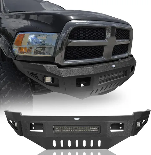 Vista 13 de u-Box Parachoques delantero para Dodge Ram 2500 3500 2010-2018, parachoques todoterreno resistente con placa de cabrestante, placa deslizante