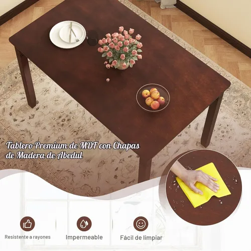 Vista 4 de GIANTEX - Mesa de comedor rectangular de 48 x 27.5 pulgadas con patas de madera, para espacios pequeños, apartamento, sala de estar, comedor, carga