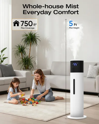 Vista 4 de Humidificador de 13L para habitación grande, tiempo de funcionamiento de 100 horas, 28 dB, silencioso, humidificadores de aire de niebla fría
