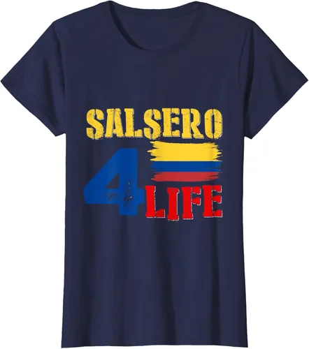 Vista 22 de Salsa Colombiana Gift - Camiseta de música con bandera colombiana Negro