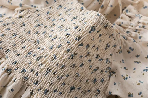 Vista 6 de NNJXD Vestido floral con estampado elástico fruncido para niña, ropa casual de verano