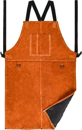 Vista 8 de LeaSeek Leather Welding Apron, Heat & Flame-Resistant Heavy Duty for Men Negro