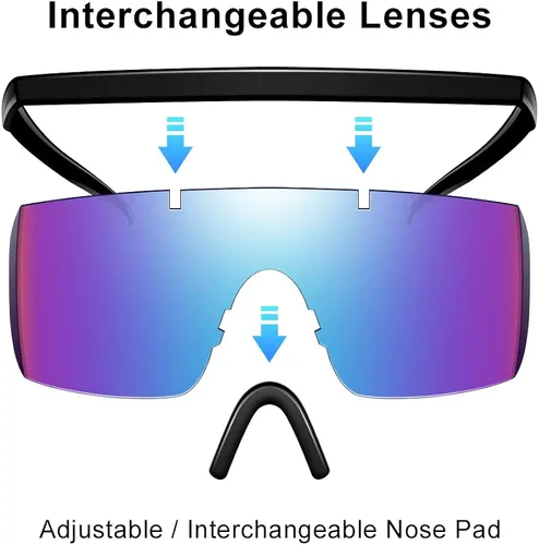 Vista 3 de ZHA ZHA Oversize Cycling Glasses Kit, Extra Large UV400 Polarized Sports Sunglasses with 4 Interchangeable Lenses