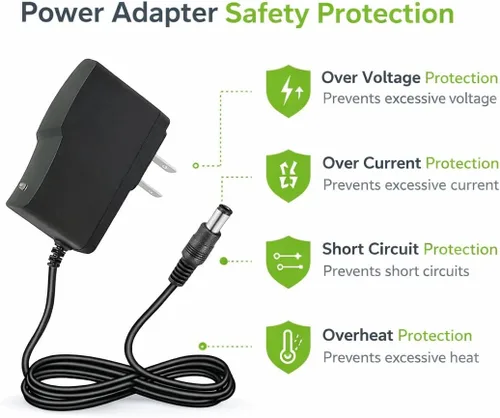 Vista 6 de Fuente de alimentación de 5 V CC, adaptador de CA de pared de 2 A, 100-240 V, 50-60 Hz a CC, cable adaptador de corriente de 2 amperios con enchufe