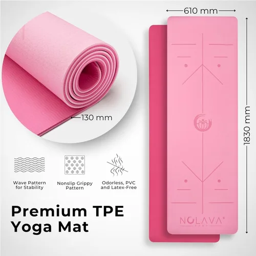 Vista 2 de NOLAVA Alfombrillas de Yoga y Juegos Completos – TPE, Antideslizante – Incluye Alfombrilla, Bloques, Correa y Más (Juegos de 6 o 7 Piezas) – Para