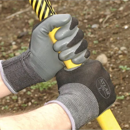 Vista 2 de SHOWA Atlas 370B - Guantes de trabajo profesionales de nitrilo, transpirables, de alta destreza, agarre de precisión para paisajismo, jardinería