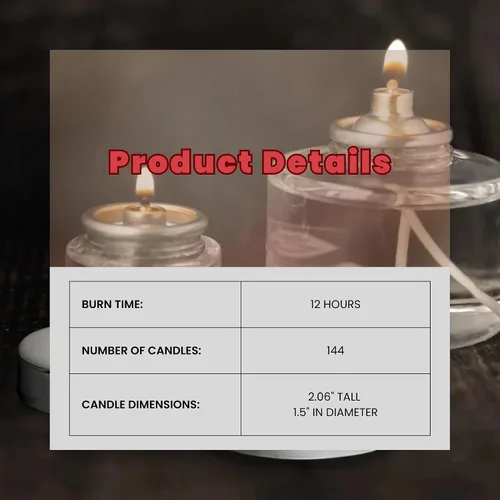 Vista 2 de Hollowick Velas líquidas desechables, 12 horas, para uso en portavelas de vidrio con base para velas de té, luces de mesa para restaurantes y bodas