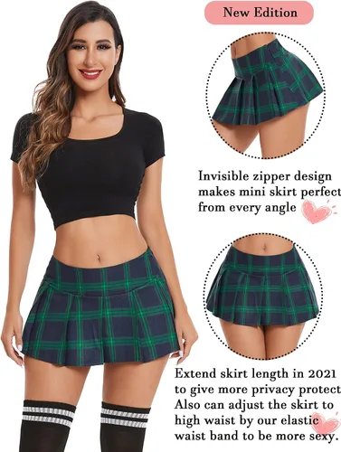 Vista 4 de Avidlove Minifaldas plisadas para mujer, minifalda a cuadros XS-XXL