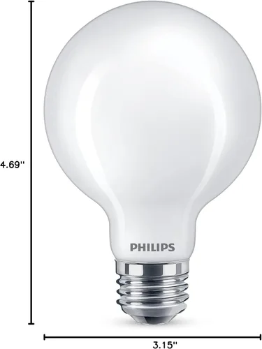 Vista 11 de PHILIPS LED Paquete de 2 Bombillas de Luz G25 de 60W de Ultra Definición Luz de Día (5000K) 500 Lúmenes (5W = 60W) Regulables Esmeriladas Sin