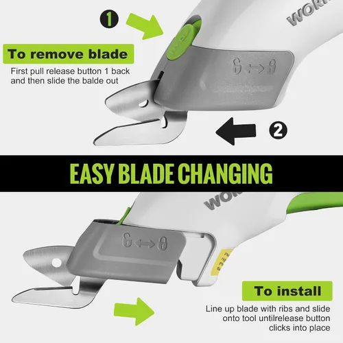 Vista 5 de WORKPRO Tijeras eléctricas inalámbricas con 2 cuchillas y tijeras eléctricas inalámbricas WORKPRO