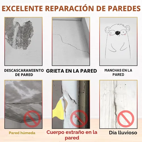 Vista 4 de Kit de reparación de parches de yeso con raspador, pasta de repetición de salpicaduras de pared, agente de reparación de pared, solución rápida