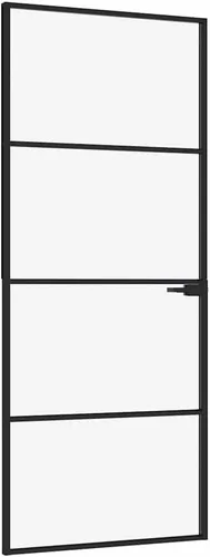 Vista 10 de vidaXL Puerta Interior Negro 29.9"x79.3" Vidrio Templado y Aluminio Delgado