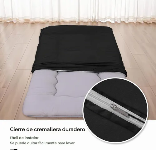 Vista 4 de Funda de colchón de futón de piso 100% algodón, suave, amigable con la piel, lavable, con cremallera, funda de colchón tatami, a prueba de polvo