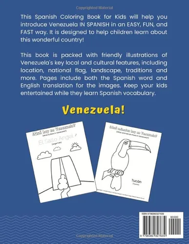 Vista 2 de Spanish Coloring Book For Kids - Lets go to Venezuela! English & Spanish (Spanish Speaking Countries)