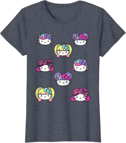 Vista 63 de hello kitty Kawaii Multi peinado Tee, Azul (Heather blue)