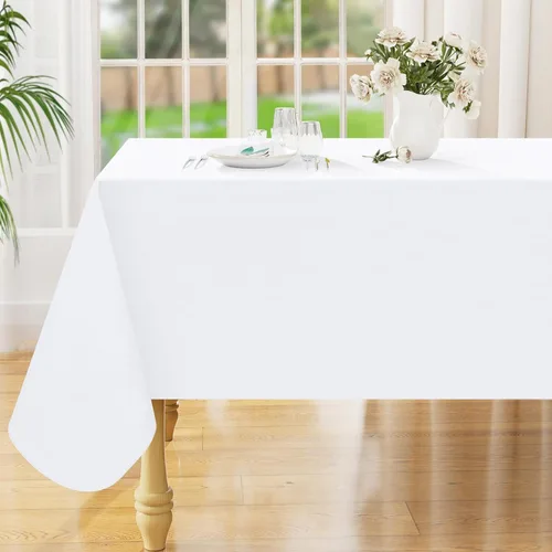 Vista 40 de Smiry Mantel cuadrado de vinilo impermeable de 54x54 pulgadas, protector de manteles de vinilo lavables, funda de mesa resistente a derrames de Beige