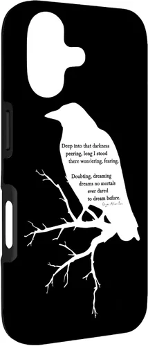 Vista 3 de Edgar Allan Poe - Raven - Black Background (White Available) Case for iPhone 17