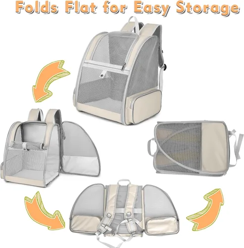 Vista 7 de Mochila transportadora para gatos, mochila grande para mascotas con varita de gatito, juguete de plumas para perros medianos y pequeños, gatos