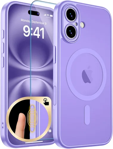 Vista 159 de zapica Funda magnética para iPhone Air, con protector de pantalla de vidrio templado, compatible con MagSafe, translúcida mate, a prueba de golpes