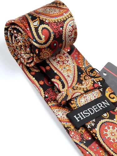 Vista 163 de HISDERN Corbatas para hombre, corbata de cachemira y bolsillo cuadrado tejido clásico floral para hombre, corbata de fiesta de boda