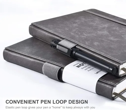 Vista 3 de Lemome Cuaderno Clásico Grueso con Presilla para Bolígrafo - Cuaderno de Escritura A5 Rayado Universitario de Tapa Dura con Bolsillo + Separadores