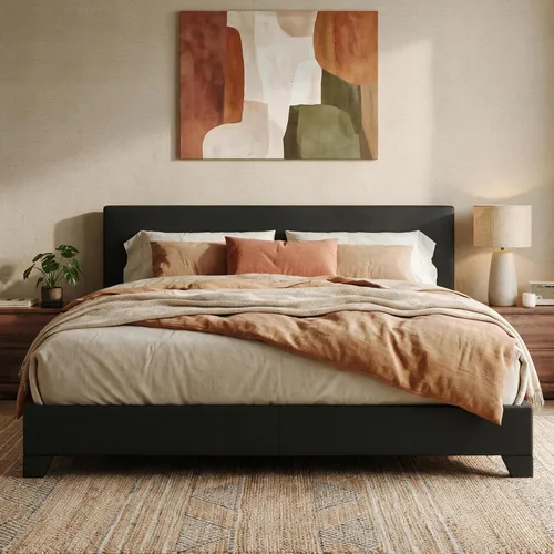 Vista 12 de SHA CERLIN - Base de cama tapizada tamaño King en color gris claro con cabecero ajustable, soporte de listones de madera, no necesita somier, fácil