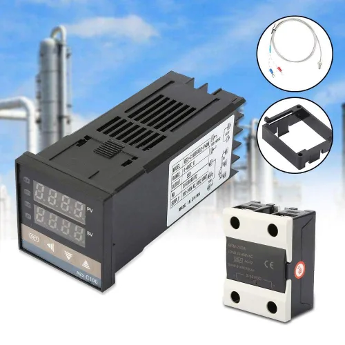 Vista 3 de AC 110-240V Digital PID Controlador de Temperatura Kits con Relé de Estado Sólido 25A + 3.3 ft M6 K Tipo Termopar