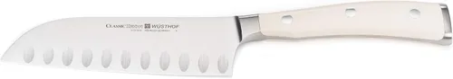 Vista 6 de Wusthof Classic Ikon cuchillo santoku con filo hueco, Negro