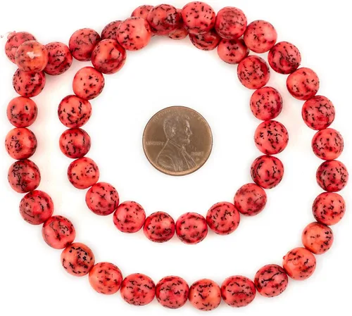 Vista 2 de The Bead Chest Cuentas redondas naturales de color rojo rubor (0.315 in)