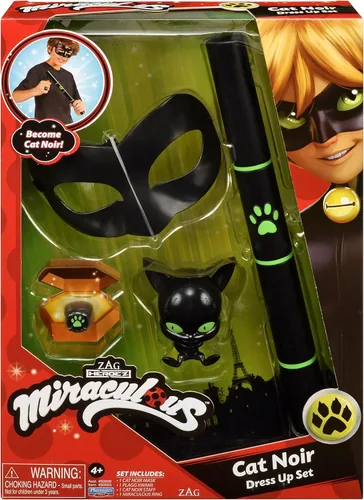 Vista 3 de Miraculous Tales Of Ladybug and Cat Noir - Juego de rol para niños, disfraz de disfraz de mariquita y accesorios para niñas y niños, Negro