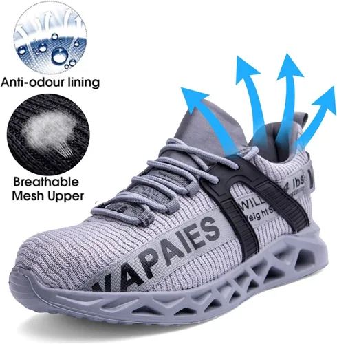 Vista 4 de Super Lightweight Safety Shoes Proof Resistant Work Shoe for Industrial and Construction Steel Toe Shoes for Men and Women.