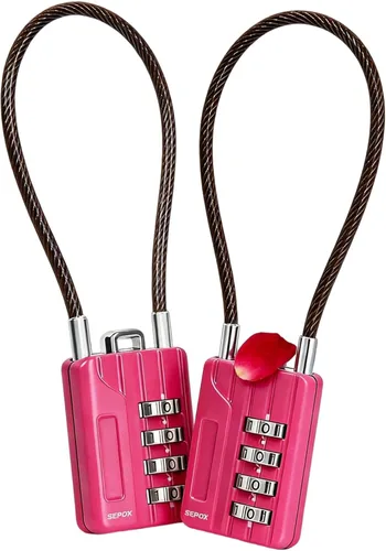 Vista 10 de SEPOX® Candado de combinación de 4 dígitos reiniciable, cable compacto de acero de vinilo de 7.1 in, bloqueo multiusos para casillero de gimnasio