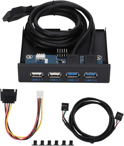 Vista 5 de Concentradores USB de panel frontal, 2 puertos USB3.0 + 2 puertos USB2.0 HUB placa de expansión, puertos USB panel frontal para carcasa