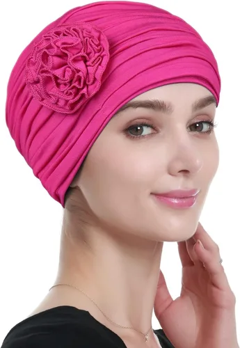 Vista 4 de Alnorm Gorros para la pérdida de cabello de quimioterapia con diseño de flores para mujeres