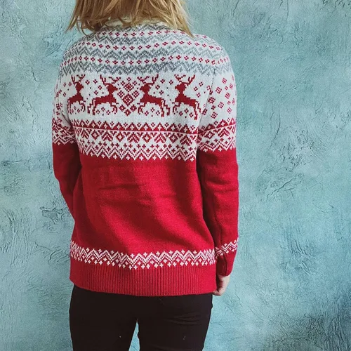 Vista 4 de Womens Christmas Sweater Trendy Reindeer Knitted Tops Basic Lightweight Turtleneck Pullover Printed Ladies Fall Clothes