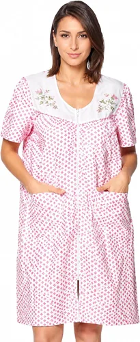 Vista 11 de Casual Nights Vestido de casa con cremallera frontal para mujer, manga corta, tejido, bata de casa con bolsillos Azul (Blue Dogs)