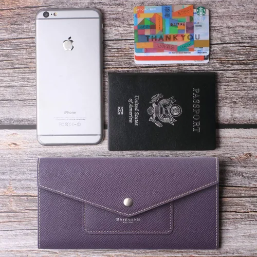 Vista 6 de Cartera de piel para mujer RFID con sobres ultrafinos