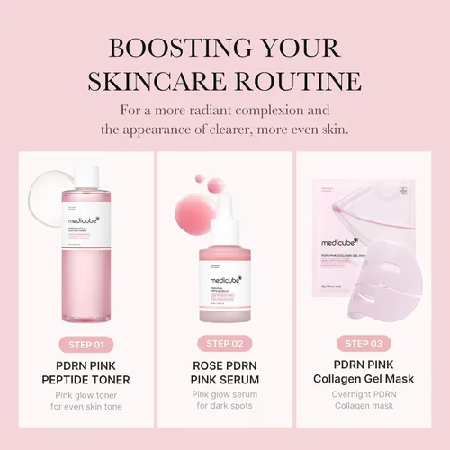 Vista 6 de medicube PDRN Toner Rose PDRN Peptide Toner Tipo ligero y acuoso para estimular la piel, calmante y calmante, tono de piel desigual con rosa