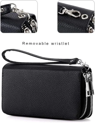 Vista 5 de Abberry Cartera de pulsera con doble cremallera para mujeres, mujeres y niñas