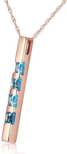 Vista 3 de Collar con barra vertical de oro rosa macizo de 0,35 quilates con colgante de topacio azul natural de talla princesa