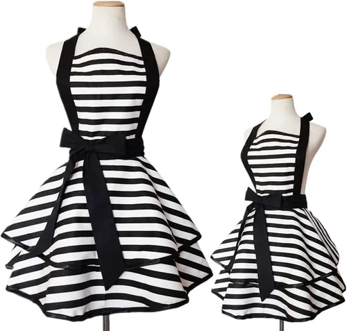 Vista 13 de Violet Mist - Lindos delantales vintage para mujeres con lunares negros, delantales retro para niñas, delantal de criada francesa, delantal sexy