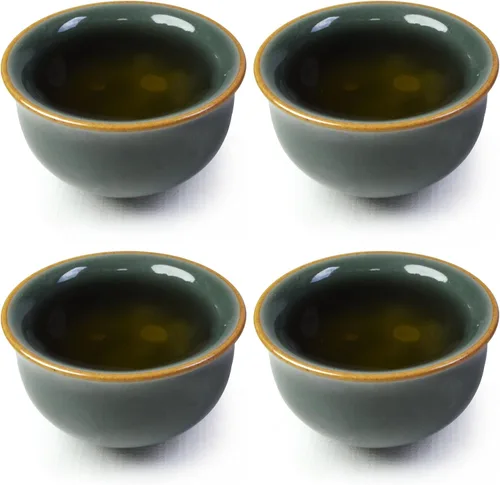 Vista 12 de Liang baobao Juego de 4 tazas de té de degustación, taza de té china de 2 onzas, pequeña (azul)