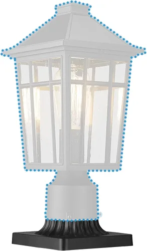 Vista 3 de Darkaway Soporte de base de poste para exteriores, adaptador de luz de poste de 3 pulgadas, base de montaje en muelle con acabado negro mate