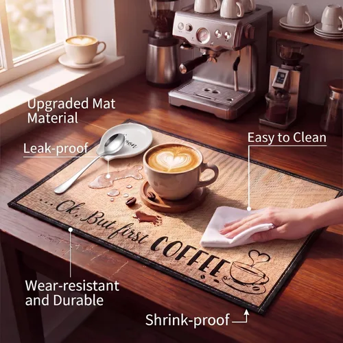 Vista 4 de Skyley Soporte para cucharas de café, juego de 3 piezas, tapete rústico para bar, soporte para cucharas para encimera de cocina, estufa, soporte