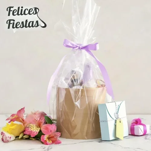Vista 6 de mioule Bolsas retráctiles navideñas para cestas de regalo, 10 bolsas de plástico termorretráctiles de celofán de 16 x 24 pulgadas para cestas